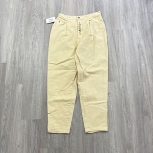 VINTAGE 80's Filippo Totti Floral Yellow Denim Pants Size 14 Women's 1980s